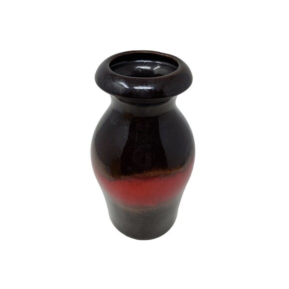 Vase Scheurich West Germany Pottery 208-21 Brown & Red Vase - Picture 2 of 9